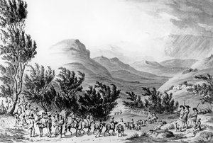 Serra de Estrella of de Neve, de mars van bagage die het leger volgt, 16 mei 1811, gegraveerd door Charles Turner, 1815